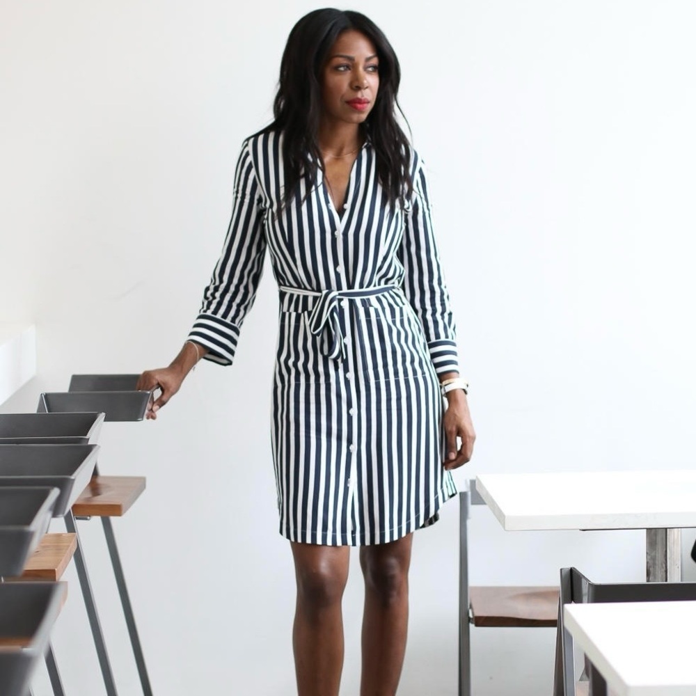 RW&CO. Black and White Striped Dress